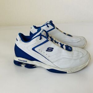 Skechers Shoes Mens 6.5 White Blue Vintage Trainers Court Sport Basketball‎ Play